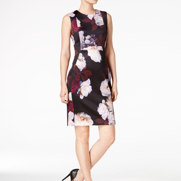 calvin klein floral sheath dress